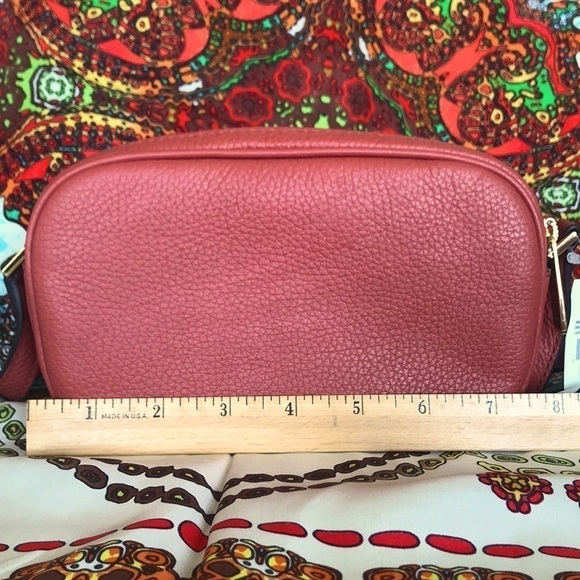 Brand New Michael Kors Genuine Leather Cinnamon Double Zippered Crossbody Purse - Picture 6 of 14